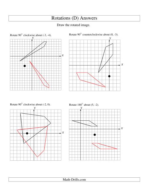 The Rotation of 4 Vertices around Any Point (D) Math Worksheet Page 2