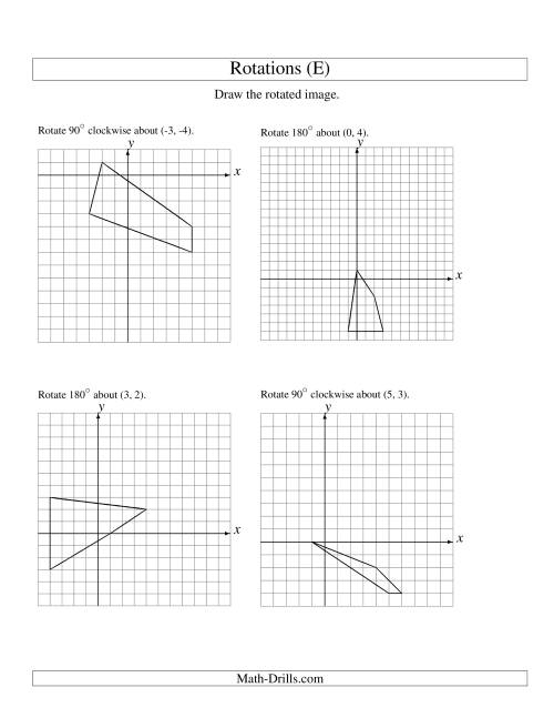 The Rotation of 4 Vertices around Any Point (E) Math Worksheet