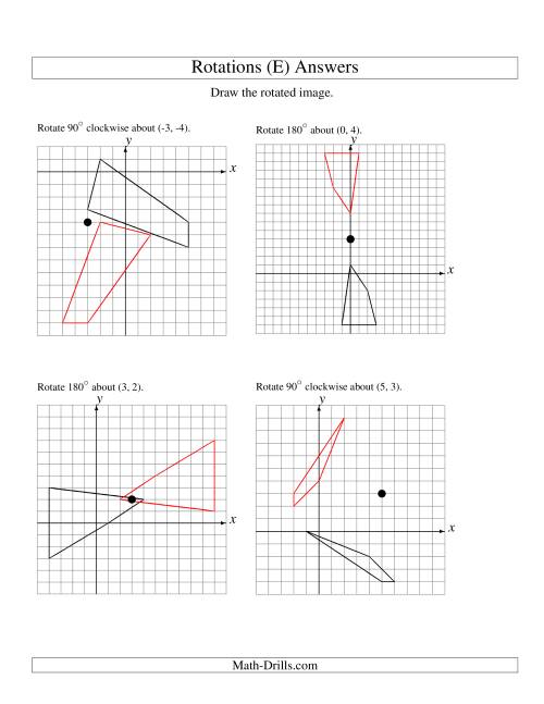 The Rotation of 4 Vertices around Any Point (E) Math Worksheet Page 2