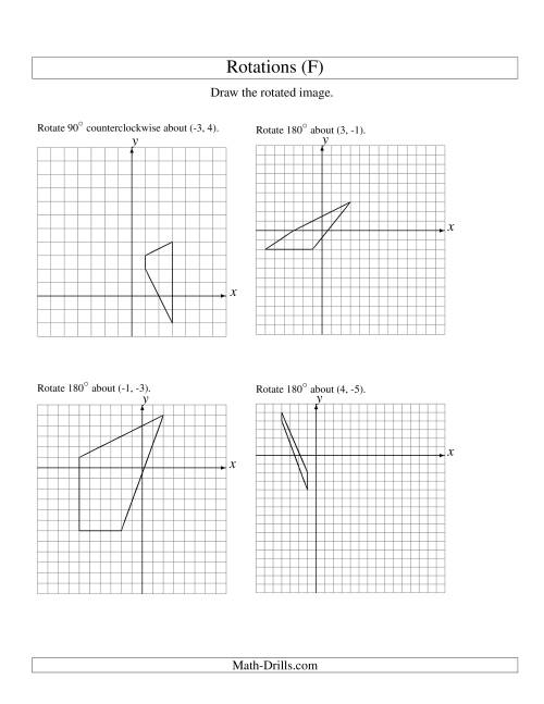 The Rotation of 4 Vertices around Any Point (F) Math Worksheet