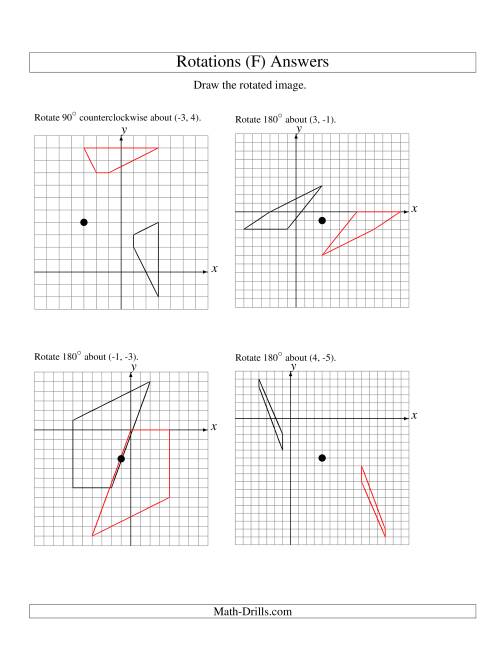 The Rotation of 4 Vertices around Any Point (F) Math Worksheet Page 2