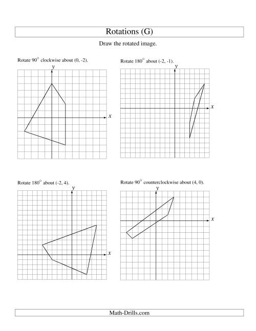 The Rotation of 4 Vertices around Any Point (G) Math Worksheet