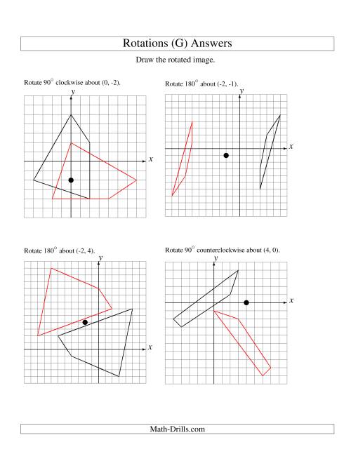 The Rotation of 4 Vertices around Any Point (G) Math Worksheet Page 2