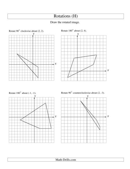 The Rotation of 4 Vertices around Any Point (H) Math Worksheet