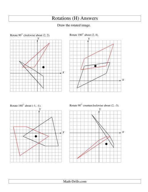 The Rotation of 4 Vertices around Any Point (H) Math Worksheet Page 2