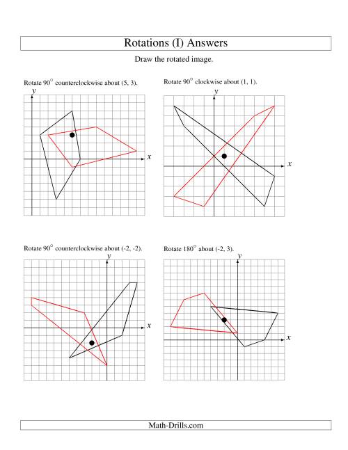 The Rotation of 4 Vertices around Any Point (I) Math Worksheet Page 2