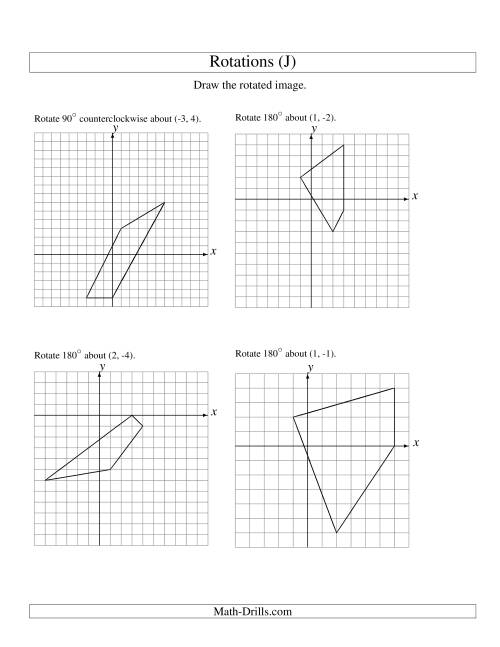 The Rotation of 4 Vertices around Any Point (J) Math Worksheet