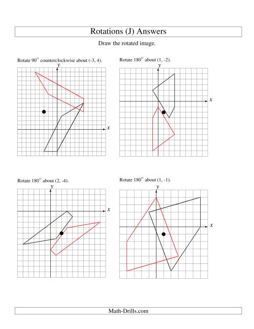 The Rotation of 4 Vertices around Any Point (J) Math Worksheet Page 2