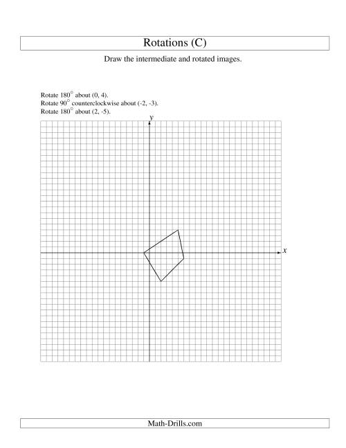 The Three-Step Rotation of 4 Vertices around Any Point (C) Math Worksheet