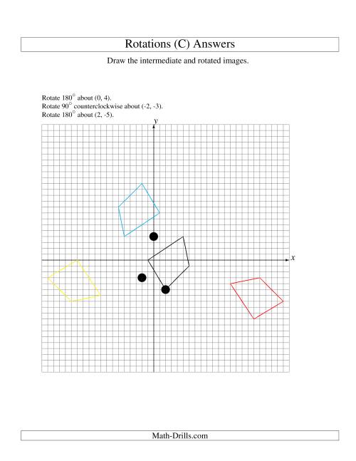 The Three-Step Rotation of 4 Vertices around Any Point (C) Math Worksheet Page 2