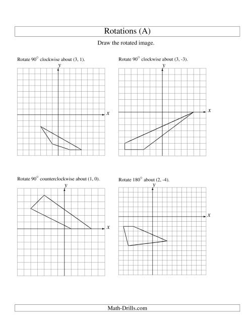 The Rotation of 4 Vertices around Any Point (All) Math Worksheet