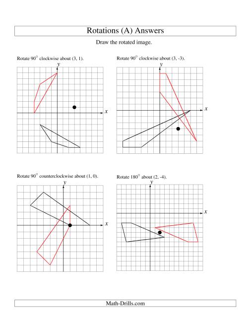 The Rotation of 4 Vertices around Any Point (All) Math Worksheet Page 2