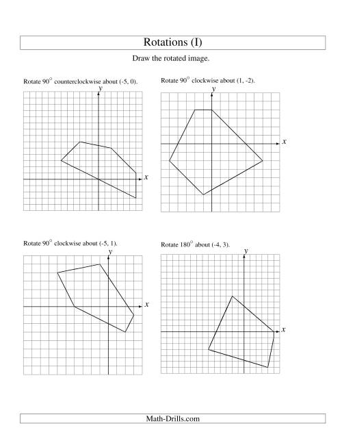 The Rotation of 5 Vertices around Any Point (I) Math Worksheet