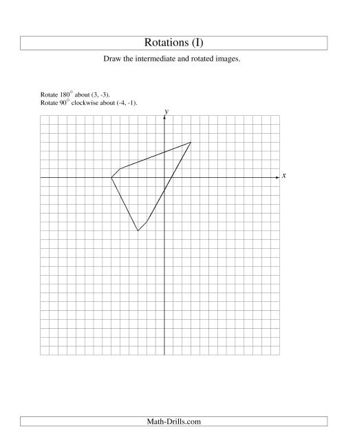 The Two-Step Rotation of 5 Vertices around Any Point (I) Math Worksheet