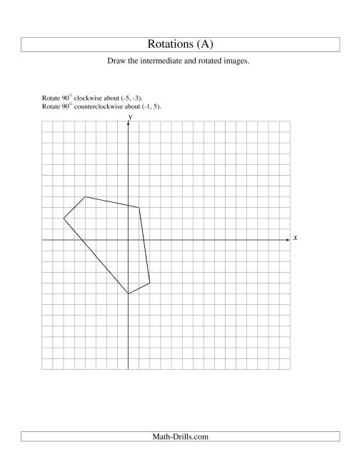 The Two-Step Rotation of 5 Vertices around Any Point (All) Math Worksheet