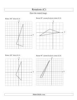 Rotation of 3 Vertices around the Origin (C) Geometry Worksheet