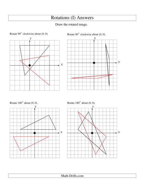 The Rotation of 3 Vertices around the Origin (I) Math Worksheet Page 2