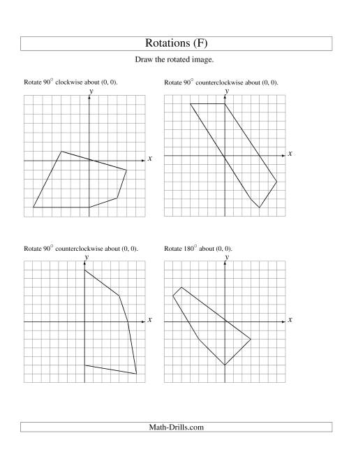 The Rotation of 5 Vertices around the Origin (F) Math Worksheet