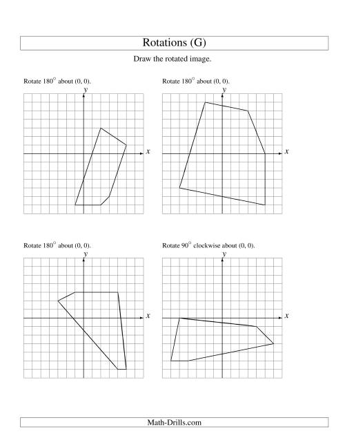The Rotation of 5 Vertices around the Origin (G) Math Worksheet