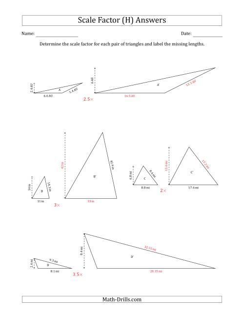 Determine the Scale Factor Between Two Triangles and Determine the ...