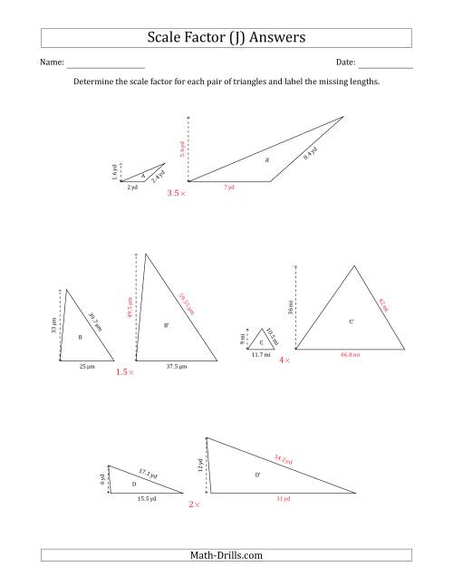 Determine the Scale Factor Between Two Triangles and Determine the ...