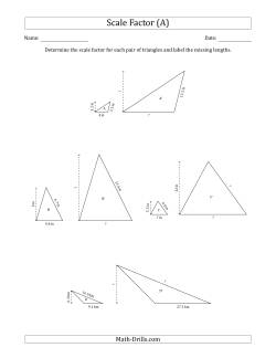Determine the Scale Factor Between Two Triangles and Determine the Missing Lengths (Whole Number Scale Factors)
