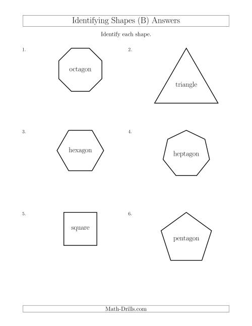 The Identifying Shapes (B) Math Worksheet Page 2