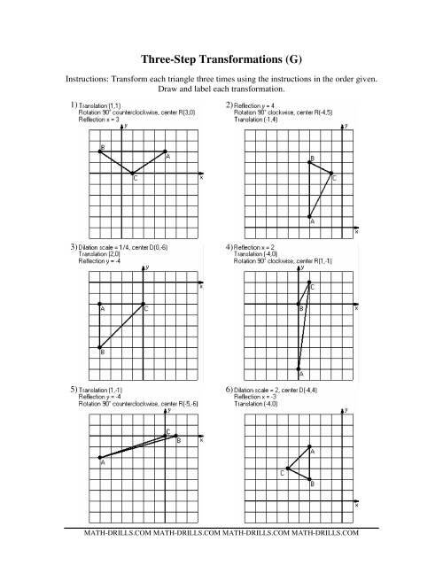 The Three Step Transformations (G) Math Worksheet