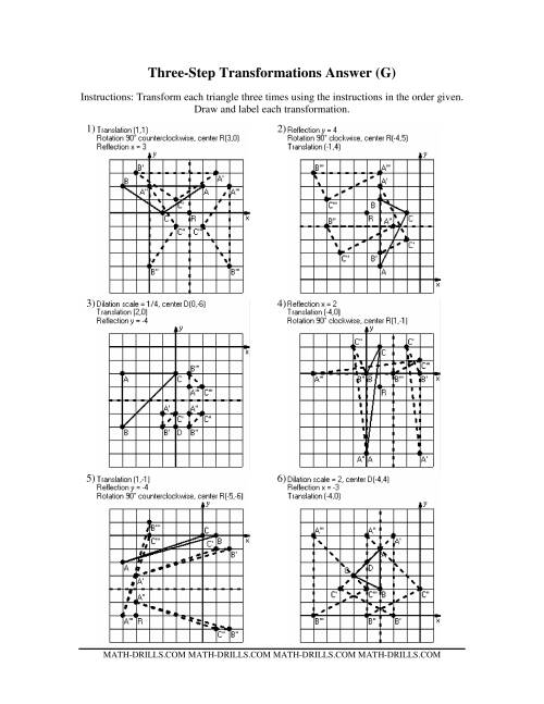 The Three Step Transformations (G) Math Worksheet Page 2