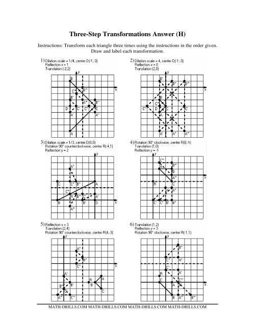 The Three Step Transformations (H) Math Worksheet Page 2