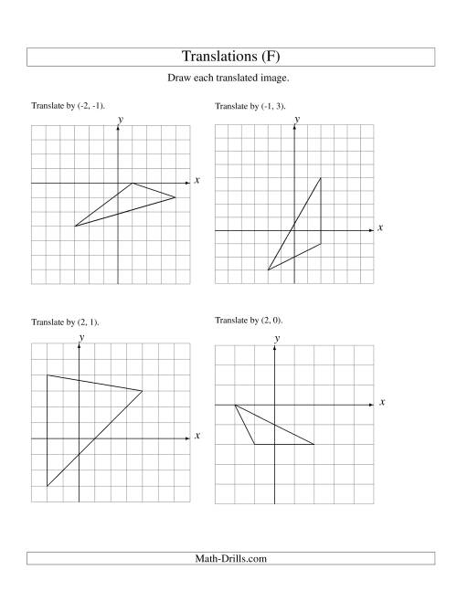 The Translation of 3 Vertices up to 3 Units (F) Math Worksheet