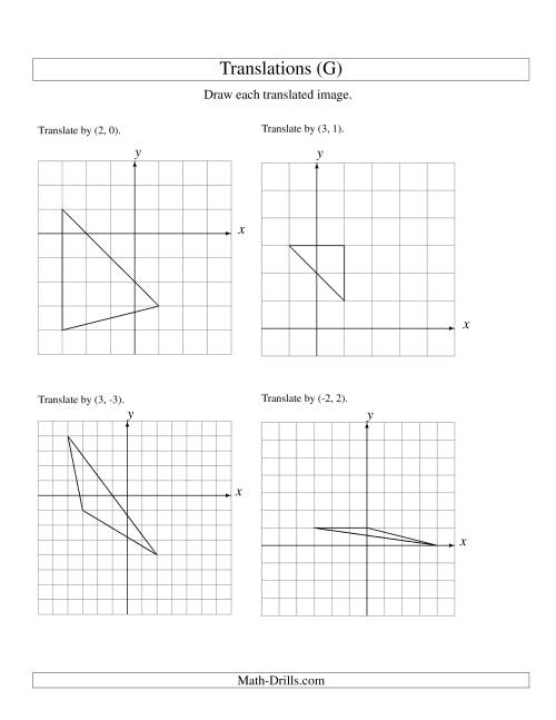 The Translation of 3 Vertices up to 3 Units (G) Math Worksheet
