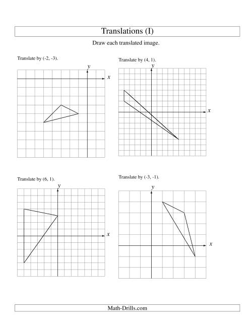 The Translation of 3 Vertices up to 6 Units (I) Math Worksheet