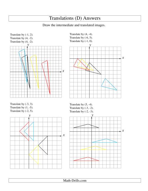 The Three-Step Translation of 3 Vertices up to 6 Units (D) Math Worksheet Page 2