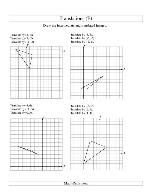 The Three-Step Translation of 3 Vertices up to 6 Units (E) Math Worksheet