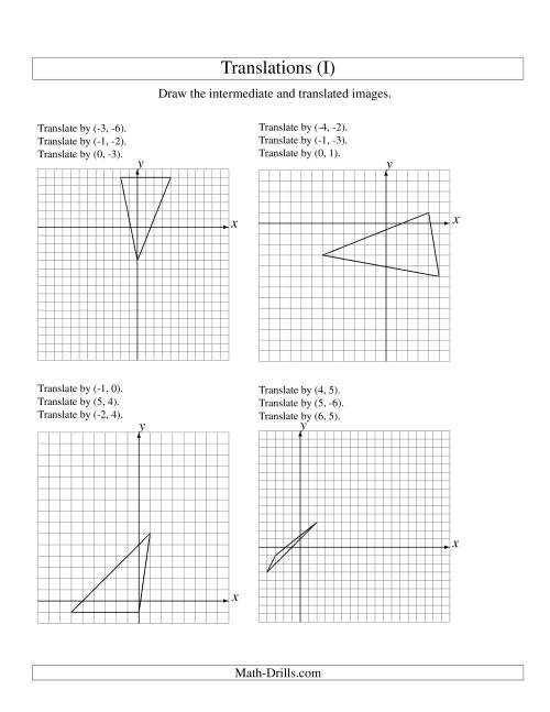 The Three-Step Translation of 3 Vertices up to 6 Units (I) Math Worksheet