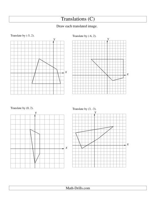 The Translation of 4 Vertices up to 6 Units (C) Math Worksheet