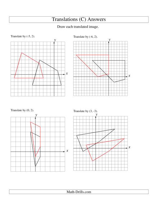 The Translation of 4 Vertices up to 6 Units (C) Math Worksheet Page 2