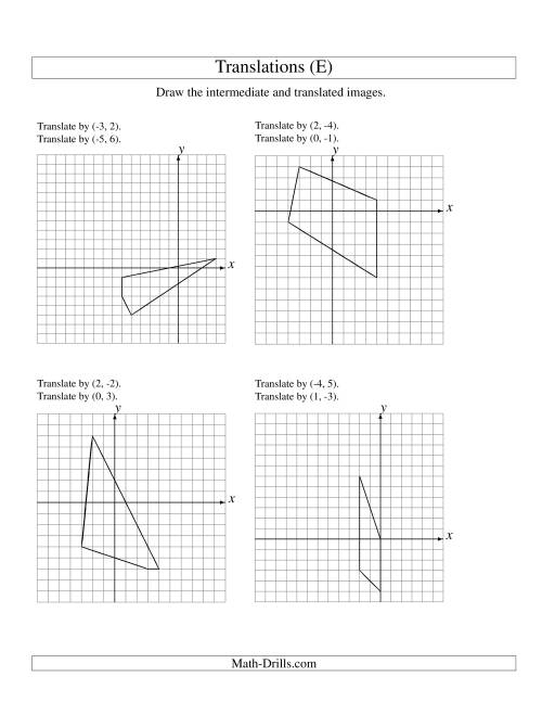 The Two-Step Translation of 4 Vertices up to 6 Units (E) Math Worksheet