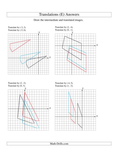 The Two-Step Translation of 4 Vertices up to 6 Units (E) Math Worksheet Page 2