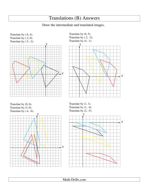 The Three-Step Translation of 4 Vertices up to 6 Units (B) Math Worksheet Page 2