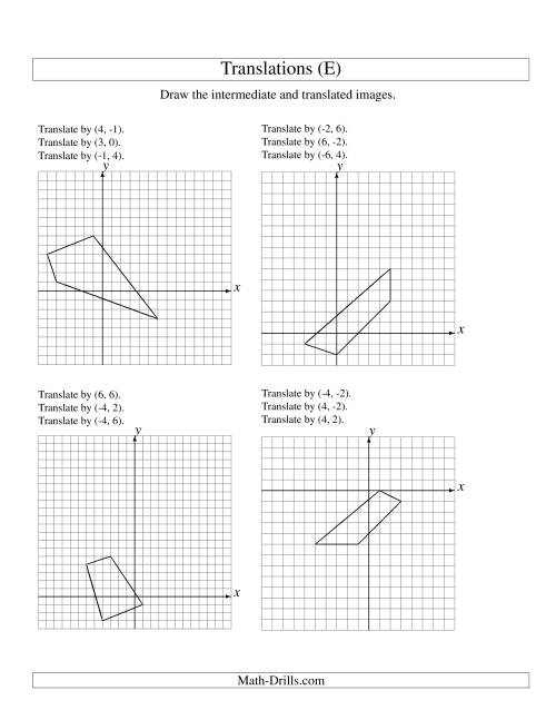 The Three-Step Translation of 4 Vertices up to 6 Units (E) Math Worksheet