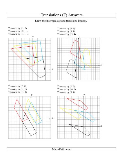 The Three-Step Translation of 4 Vertices up to 6 Units (F) Math Worksheet Page 2