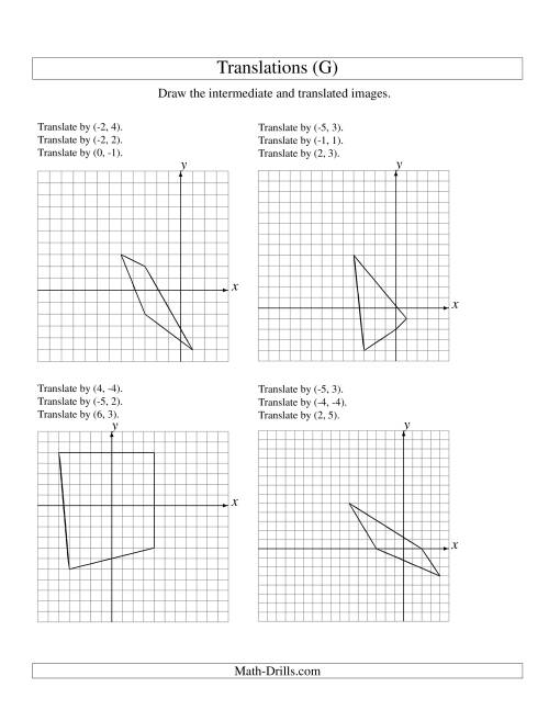 The Three-Step Translation of 4 Vertices up to 6 Units (G) Math Worksheet
