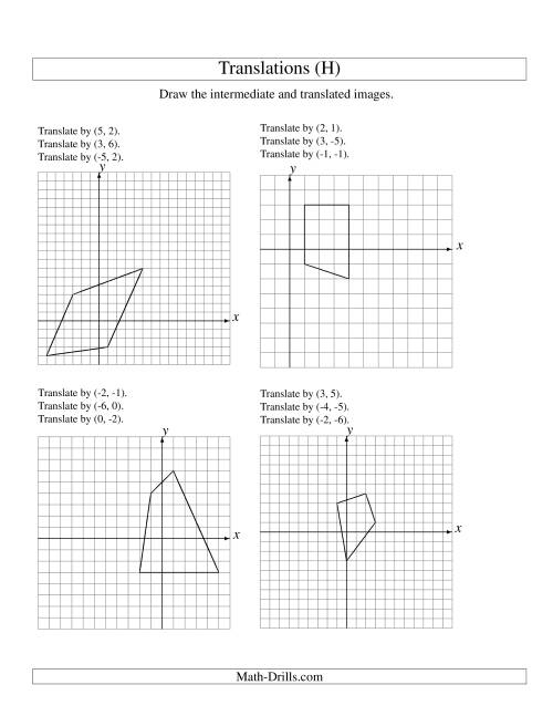 The Three-Step Translation of 4 Vertices up to 6 Units (H) Math Worksheet