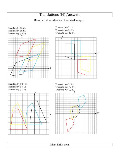 The Three-Step Translation of 4 Vertices up to 6 Units (H) Math Worksheet Page 2