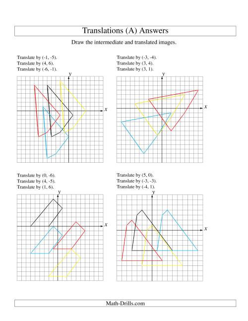 The Three-Step Translation of 4 Vertices up to 6 Units (All) Math Worksheet Page 2