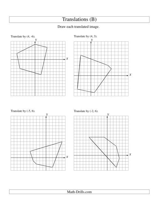 The Translation of 5 Vertices up to 6 Units (B) Math Worksheet