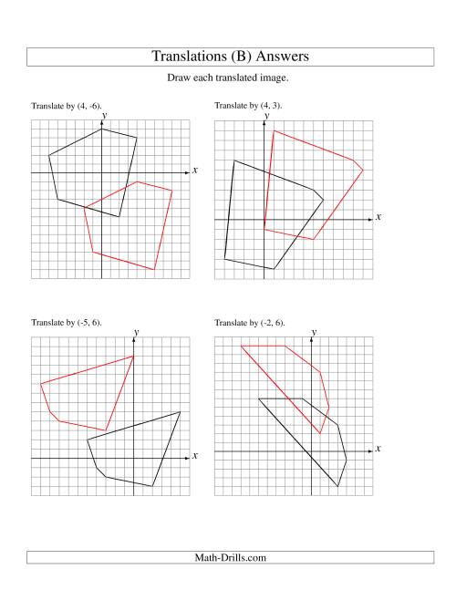 The Translation of 5 Vertices up to 6 Units (B) Math Worksheet Page 2