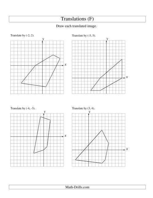 The Translation of 5 Vertices up to 6 Units (F) Math Worksheet